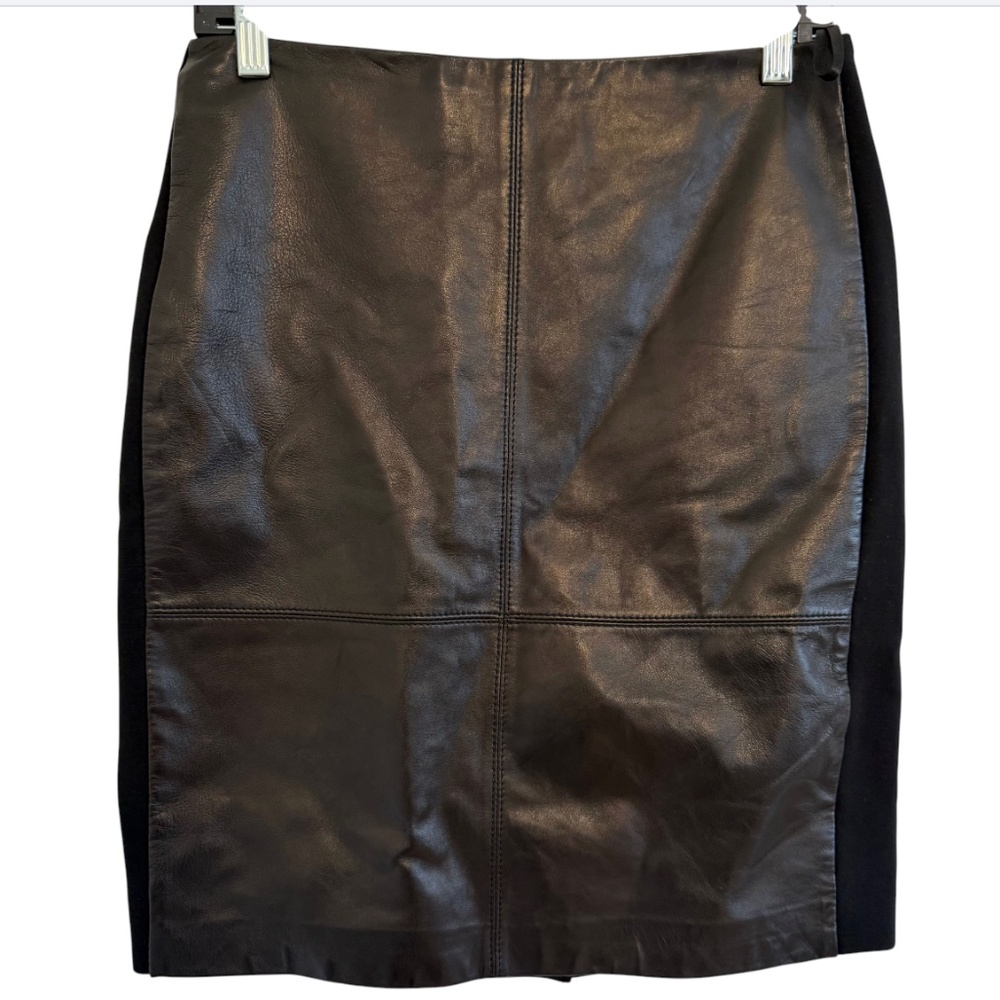 *Talbots Womens Petite True Lambskin Leather Front Panel Pencil Skirt 6P